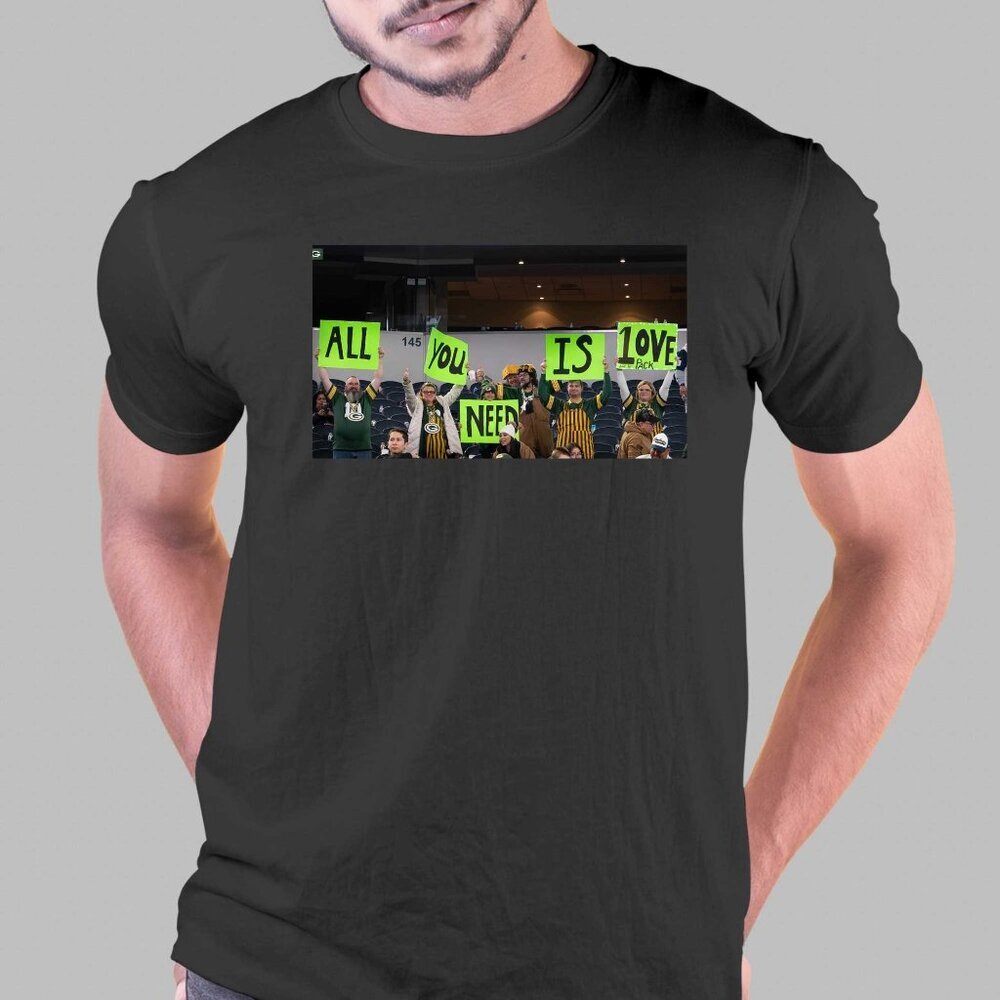 All You Need Is Love And His Pack Green Bay Packers Graphic T-Shirt Football Tee